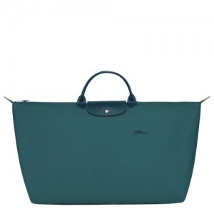 Peacock - Recycled canvas Longchamp Le Pliage Green M Women Travel Bags | AU8133XY