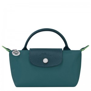 Peacock - Recycled canvas Longchamp Le Pliage Green with handle Men Pouches | AU9084JP