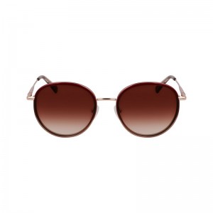 Rose Gold/Burgundy - Metal Longchamp Women Sunglasses | AU8452NW