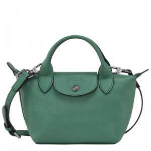 Sage - Leather Longchamp Le Pliage Xtra XS Handbag Women Mini Bags | AU7099MQ