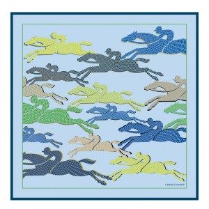 Sky Blue - Silk Longchamp Run Silk 70 Women Scarves | AU8286KO