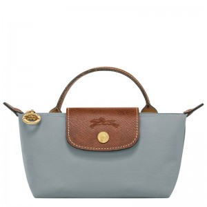 Steel - Recycled canvas Longchamp Le Pliage Original with handle Women Pouches | AU7947PJ