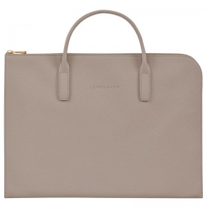 Turtledove - Leather Longchamp Le FoulonnÉ S Men Briefcase | AU8781IL