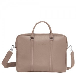 Turtledove - Leather Longchamp Le FoulonnÉ XS Men Briefcase | AU8797OK