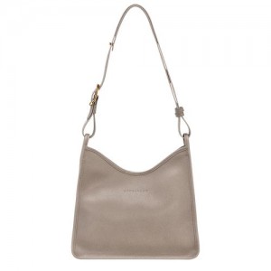 Turtledove - Leather Longchamp Le FoulonnÉ M Hobo Women Shoulder Bags | AU7579FD