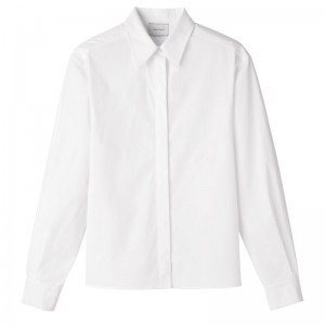 White - Popelin Longchamp Women Shirt | AU8662VR