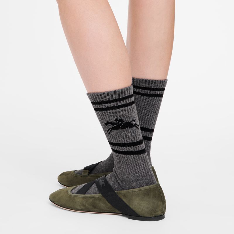 Anthracite - Knit Longchamp Women Socks | AU8582WN