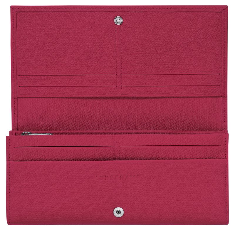 Beetroot - Leather Longchamp Le Roseau Flap Women Wallets | AU7855EB