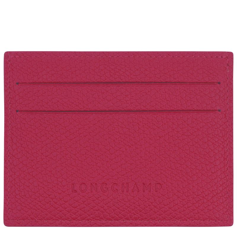 Beetroot - Leather Longchamp Le Roseau Women Card Holder | AU7920HA