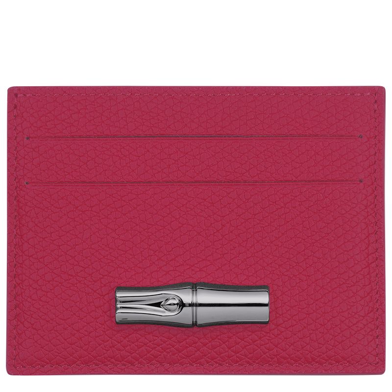 Beetroot - Leather Longchamp Le Roseau Women Card Holder | AU7920HA