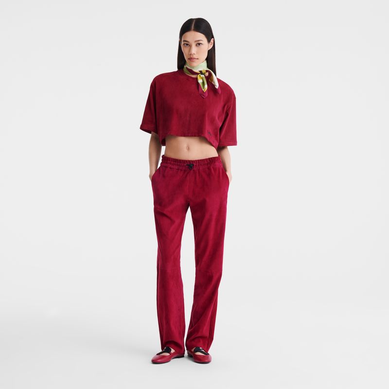 Beetroot - Leather Longchamp Leather crop Women Tops | AU8642PJ