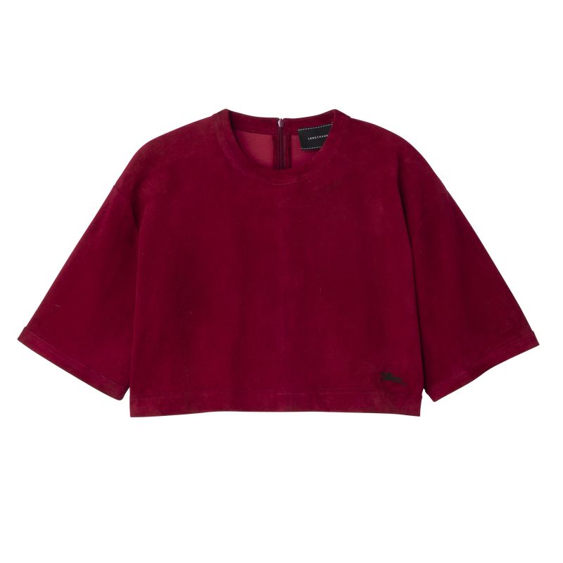 Beetroot - Leather Longchamp Leather crop Women Tops | AU8642PJ