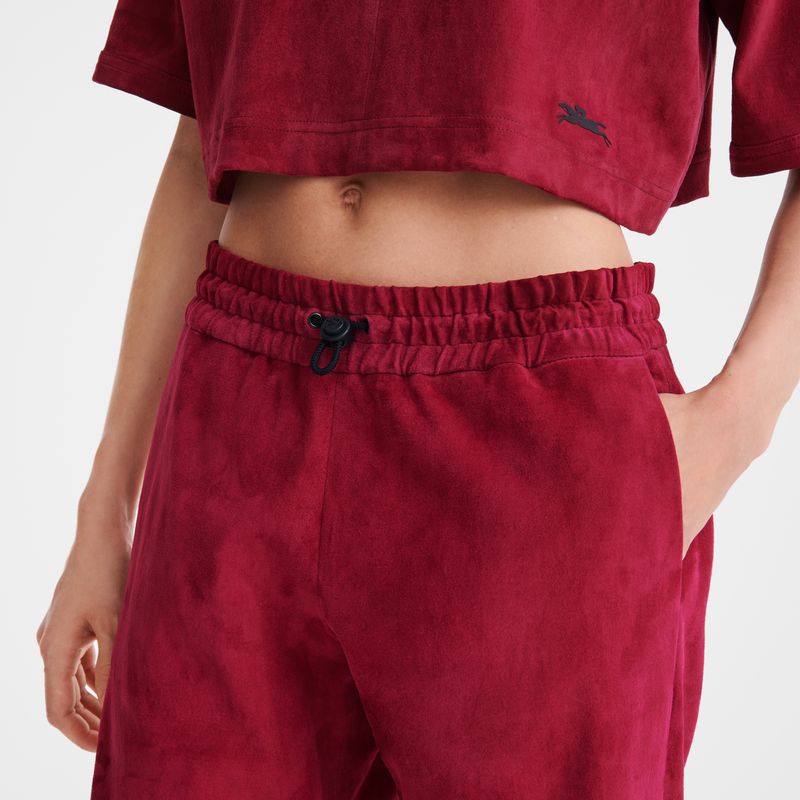 Beetroot - Leather Longchamp Leather straight Women Pants | AU8712NW