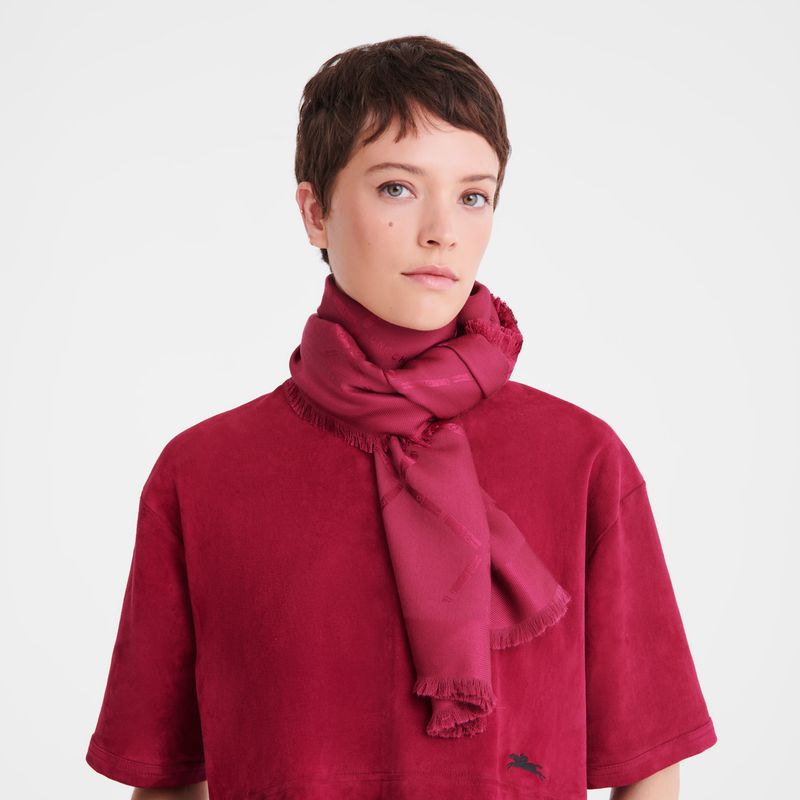 Beetroot - Silk Blend Longchamp Le Roseau Shawl Men Stoles | AU9332BE