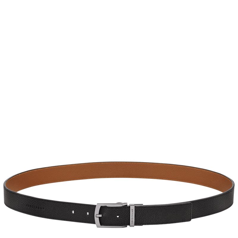 Black/Caramel - Leather Longchamp Le FoulonnÉ Men Belts | AU9321DF