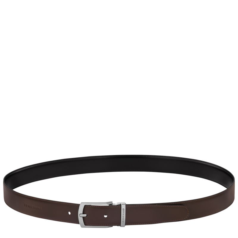 Black/Mocha - Leather Longchamp Delta Box Men Belts | AU9294GS