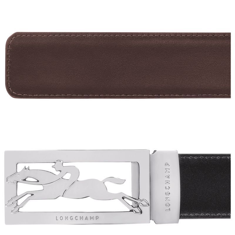 Black/Mocha - Leather Longchamp Delta Box Men Belts | AU9302UZ