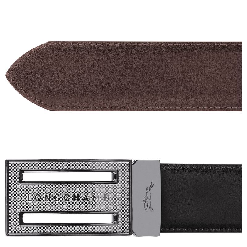 Black/Mocha - Leather Longchamp Delta Box Men Belts | AU9304TC