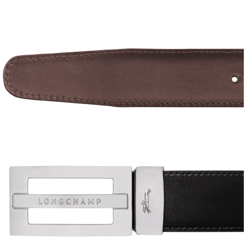 Black/Mocha - Leather Longchamp Delta Box Men Belts | AU9310WN