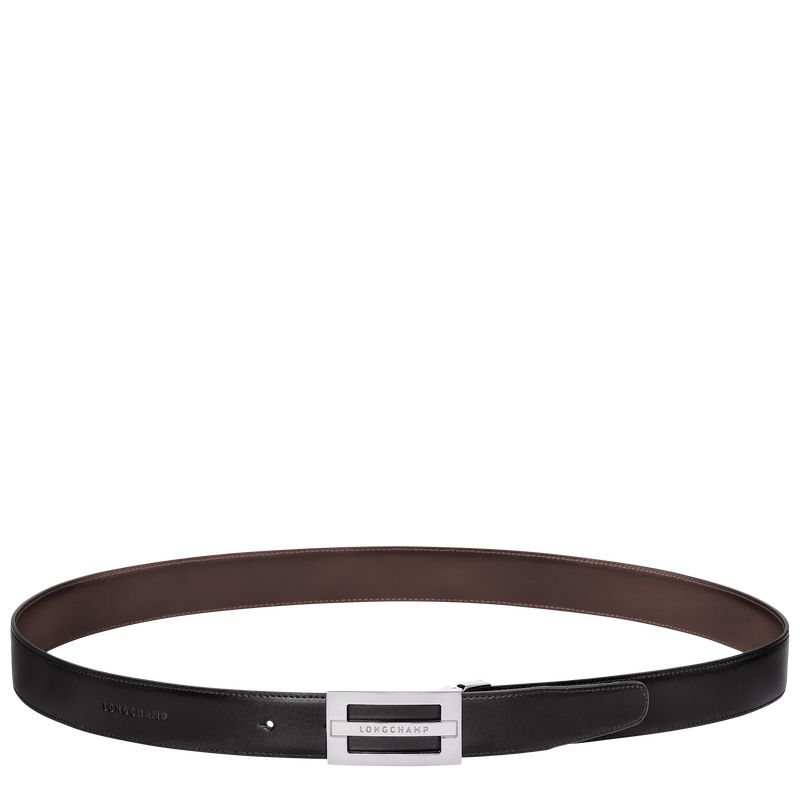 Black/Mocha - Leather Longchamp Delta Box Men Belts | AU9310WN