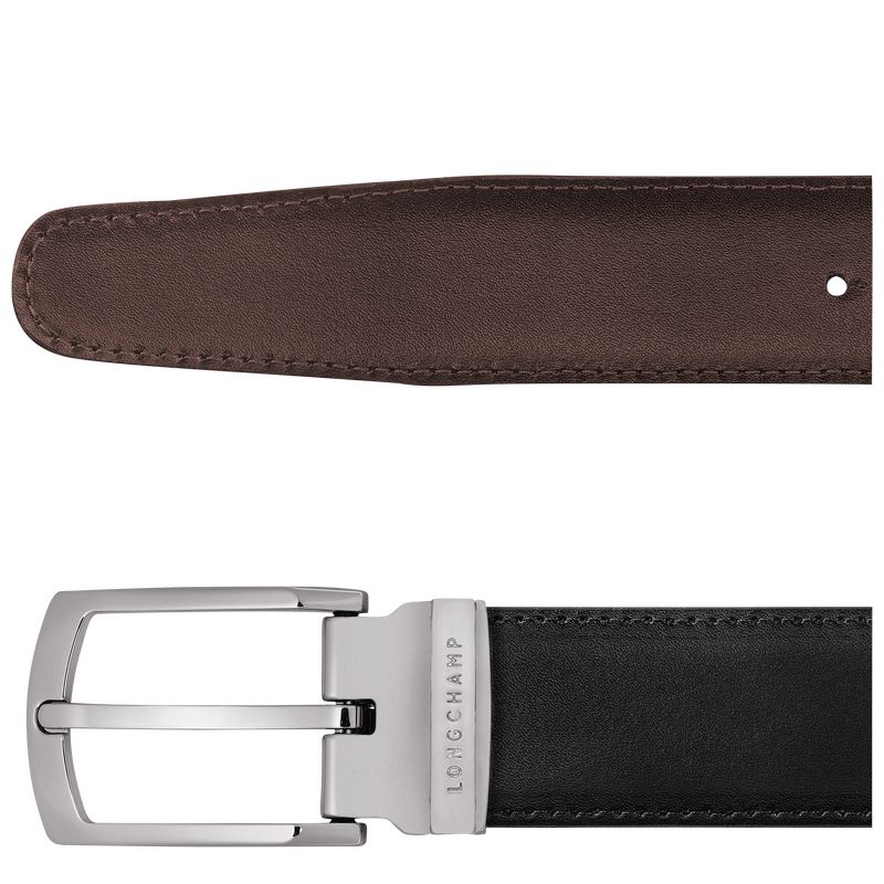 Black/Mocha - Leather Longchamp Delta Box Men Belts | AU9313TC