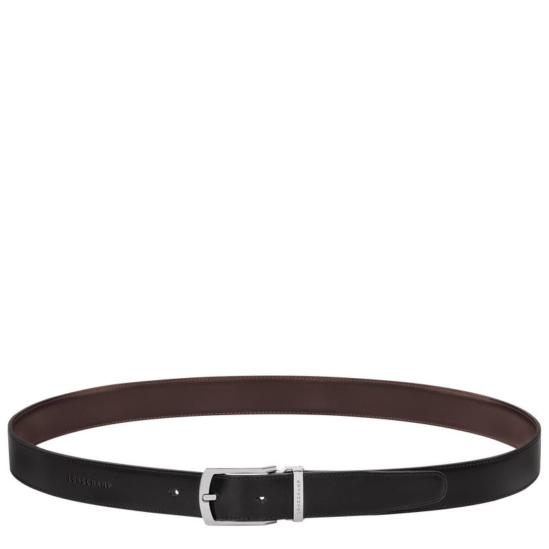 Black/Mocha - Leather Longchamp Delta Box Men Belts | AU9313TC