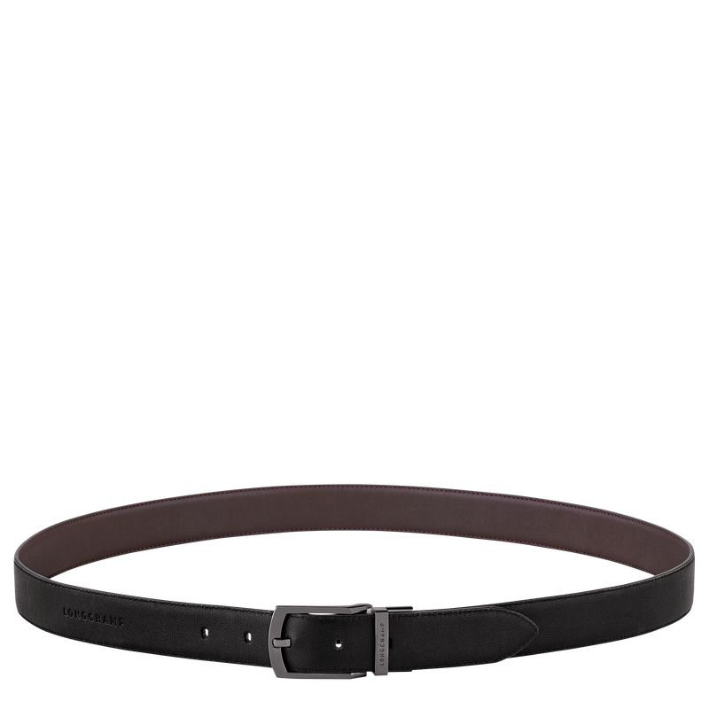 Black/Mocha - Leather Longchamp sur Seine Men Belts | AU9317OK