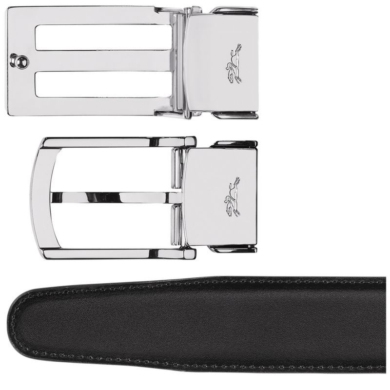 Black/Navy - Leather Longchamp Delta Box Men Belts | AU9293HA