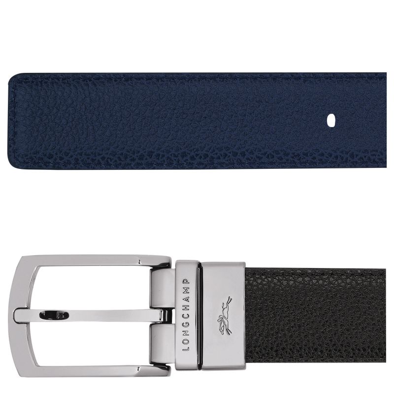 Black/Navy - Leather Longchamp Le FoulonnÉ Men Belts | AU9322FD