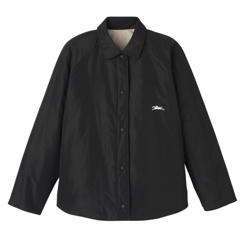 Black/Paper - Technical taffeta Longchamp Padded blouson Women Jackets | AU8531EB