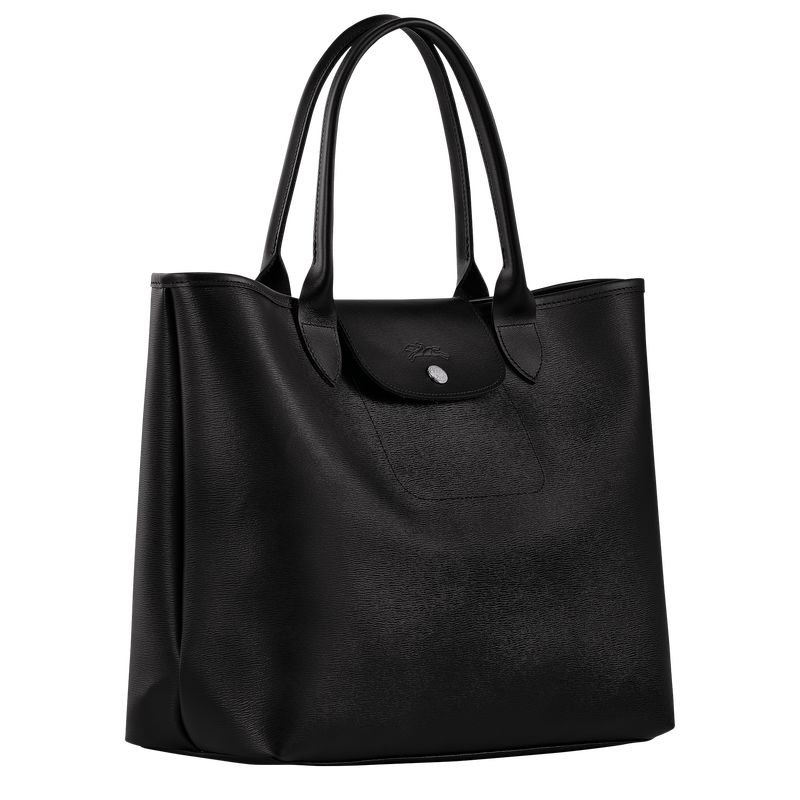 Black - Canvas Longchamp Le Pliage City L Tote Women Handbag | AU7153BE