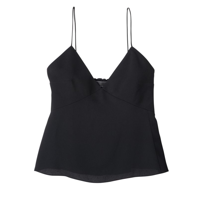 Black - Fluid crepe Longchamp Thin strap Women Tops | AU8631WN