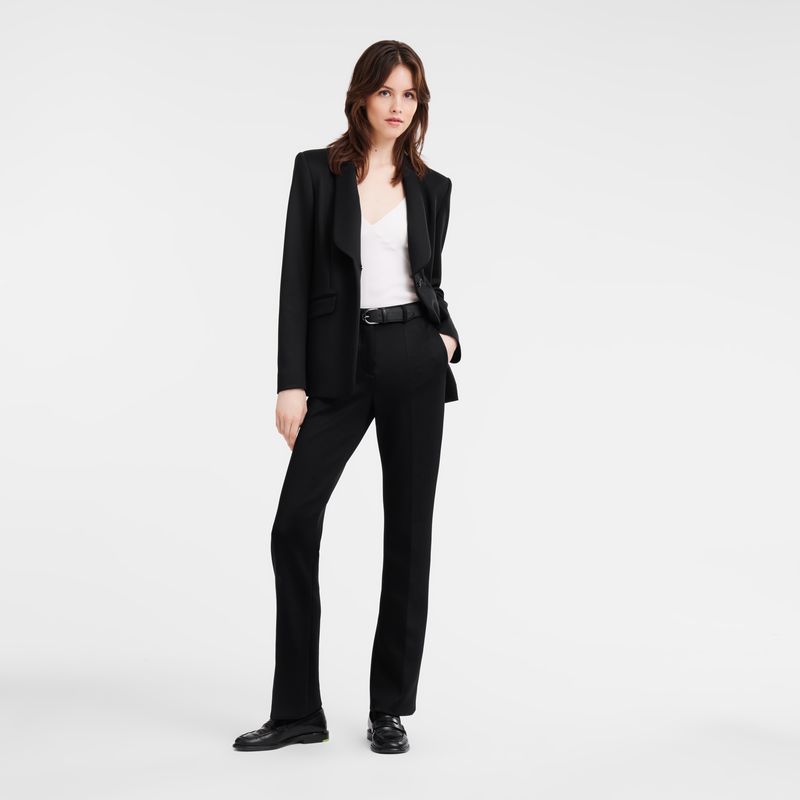 Black - Jersey Longchamp Fitted Women Jackets | AU8530WN