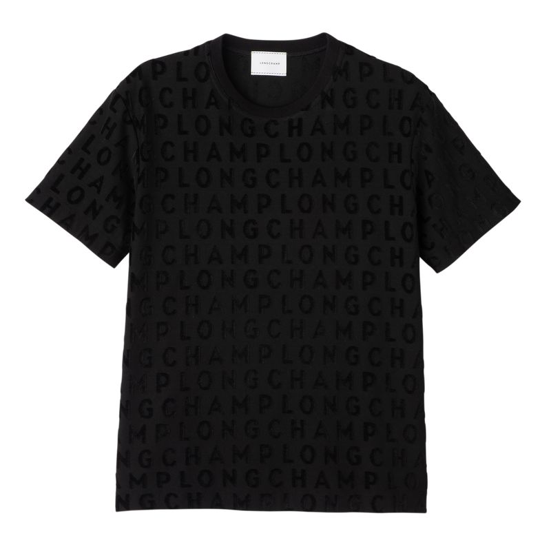 Black - Jersey Longchamp Logo large Women T Shirts | AU8646FD