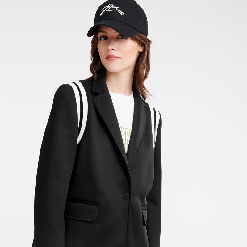 Black - Jersey Longchamp Straight Women Jackets | AU8527WN