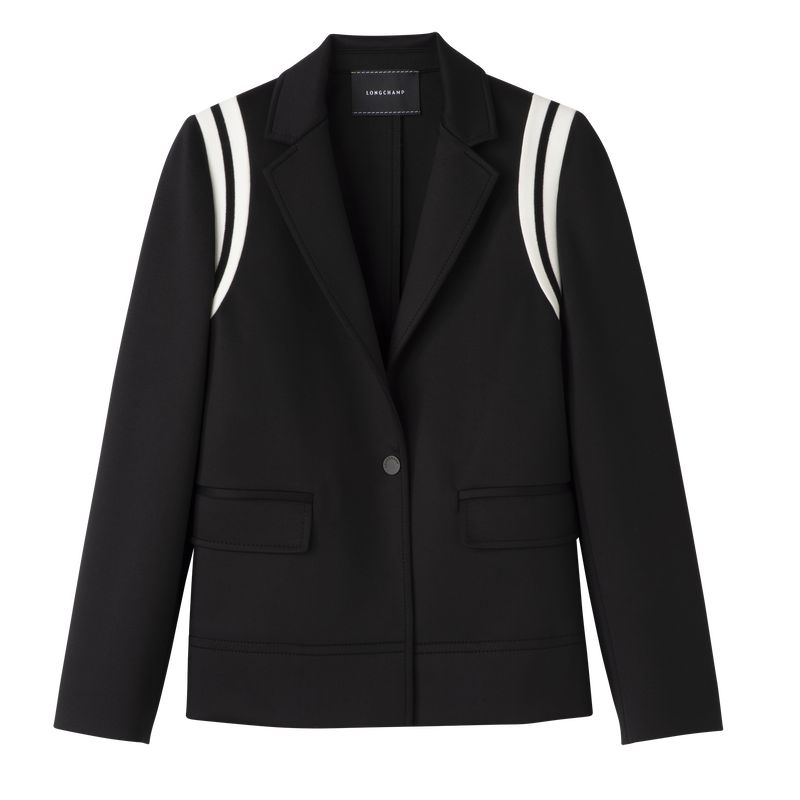 Black - Jersey Longchamp Straight Women Jackets | AU8527WN