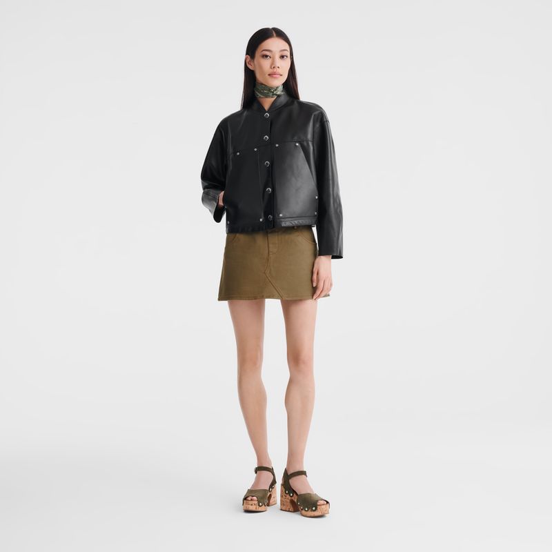 Black - Lambskin Longchamp Women Jackets | AU8556NW