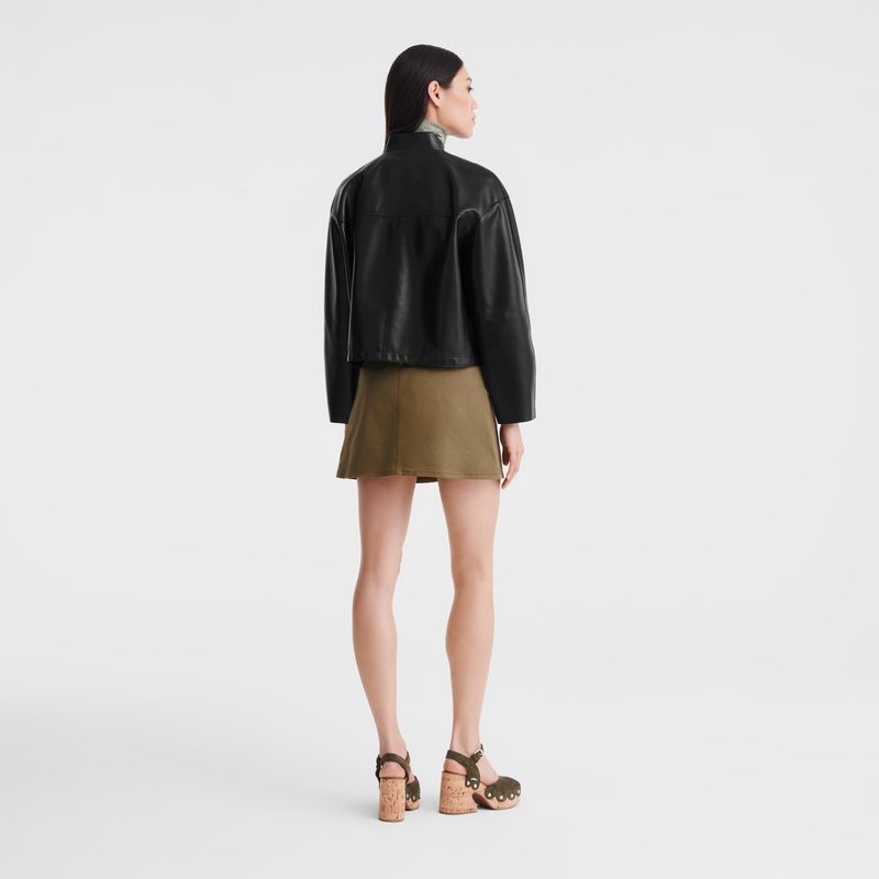 Black - Lambskin Longchamp Women Jackets | AU8556NW