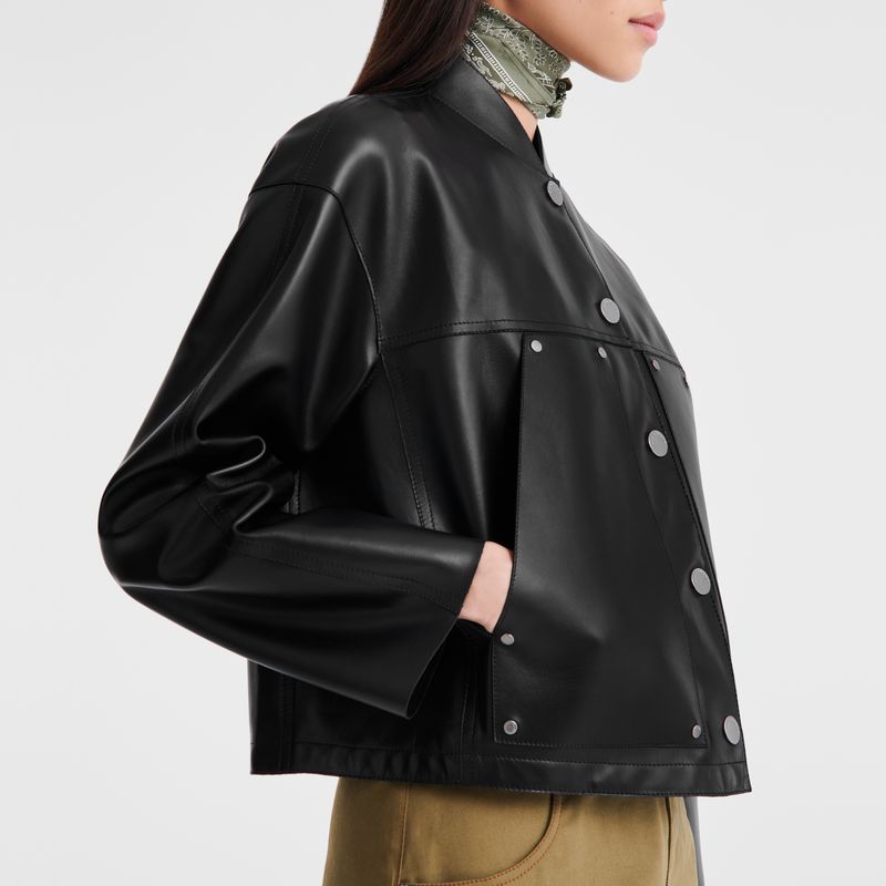 Black - Lambskin Longchamp Women Jackets | AU8556NW