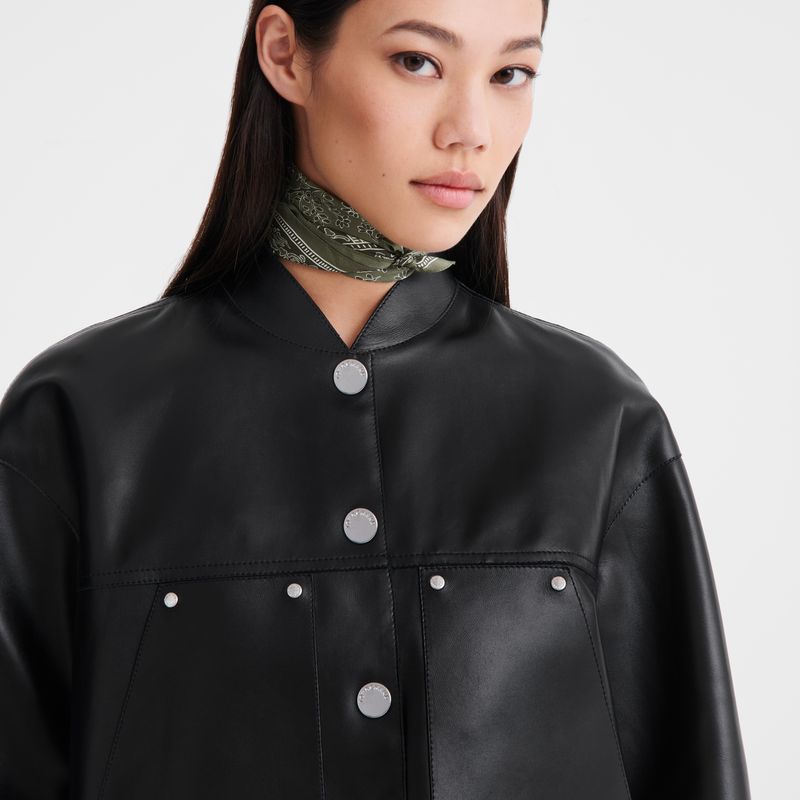 Black - Lambskin Longchamp Women Jackets | AU8556NW