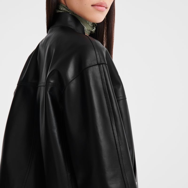 Black - Lambskin Longchamp Women Jackets | AU8556NW