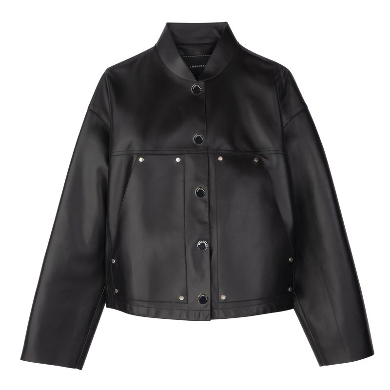 Black - Lambskin Longchamp Women Jackets | AU8556NW