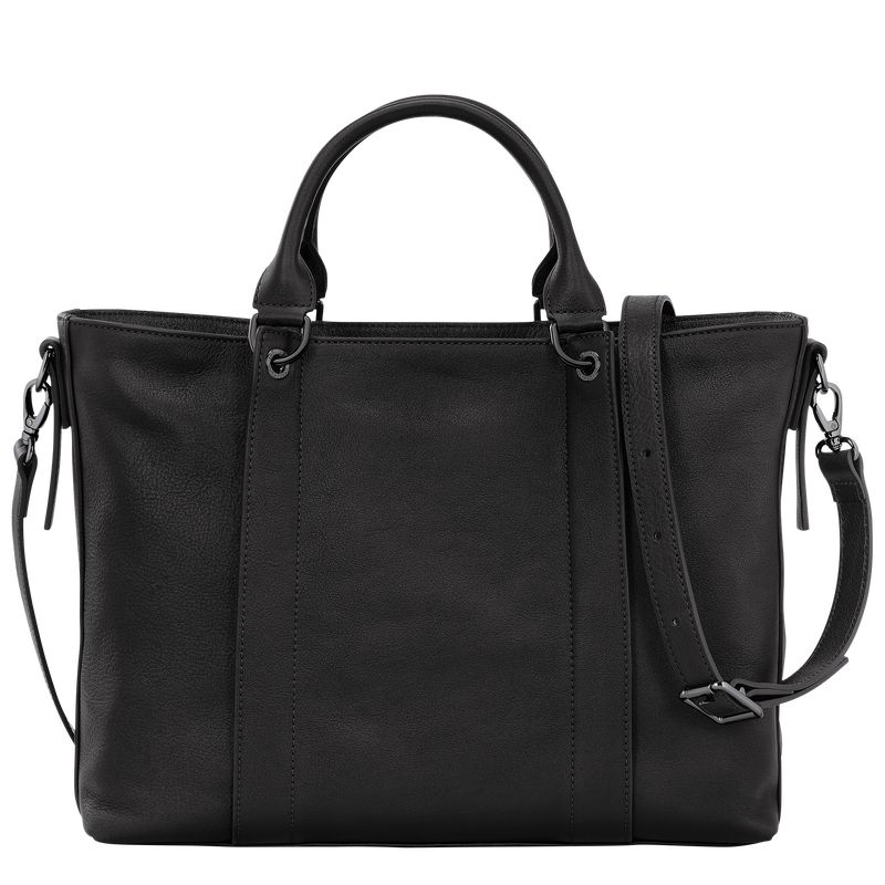 Black - Leather Longchamp 3D L Women Handbag | AU7282WN