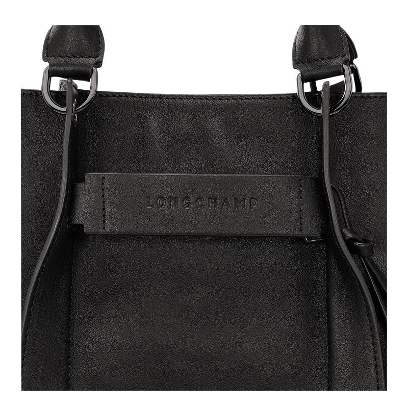 Black - Leather Longchamp 3D L Women Handbag | AU7282WN