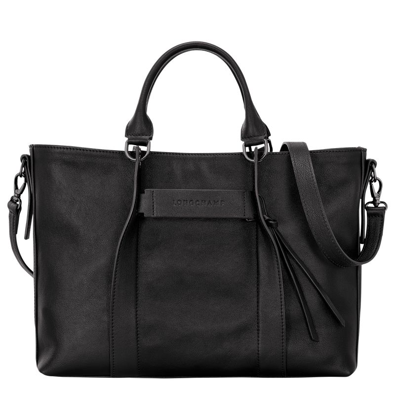 Black - Leather Longchamp 3D L Women Handbag | AU7282WN