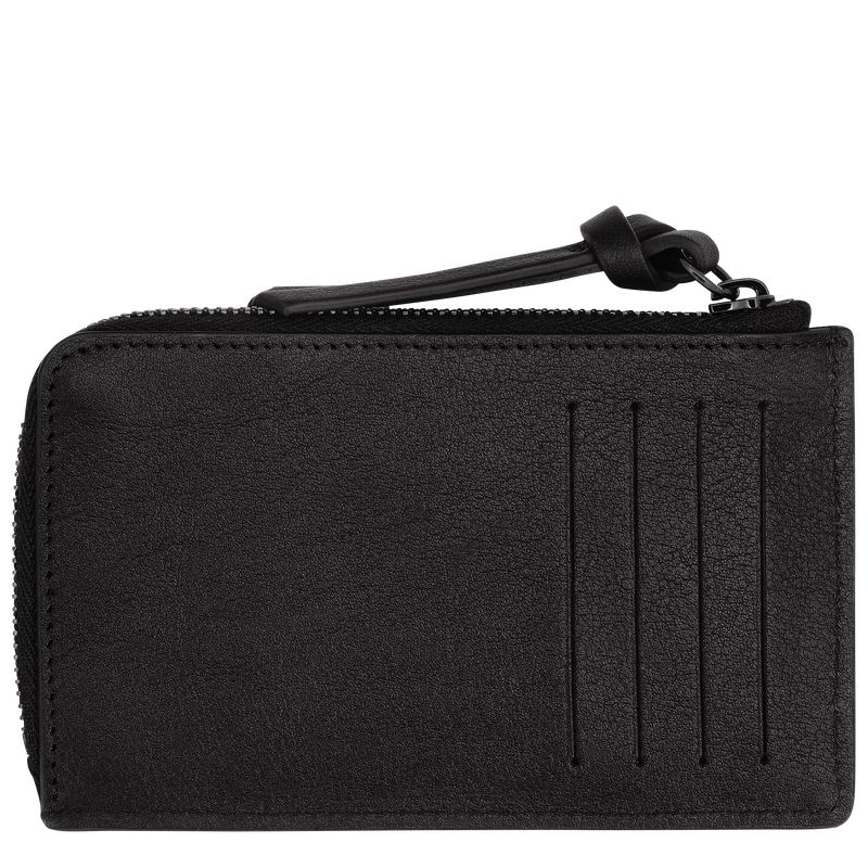 Black - Leather Longchamp 3D Men Card Holder | AU9026VR