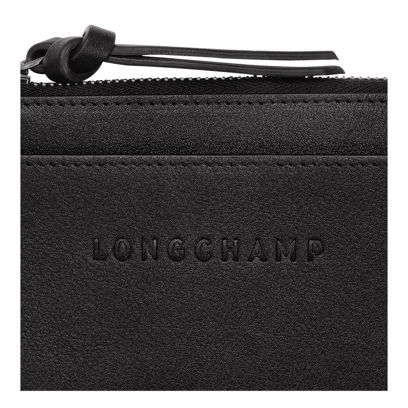 Black - Leather Longchamp 3D Men Card Holder | AU9026VR