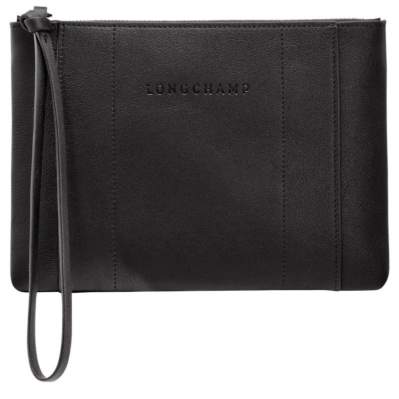 Black - Leather Longchamp 3D Women Pouches | AU7697QM