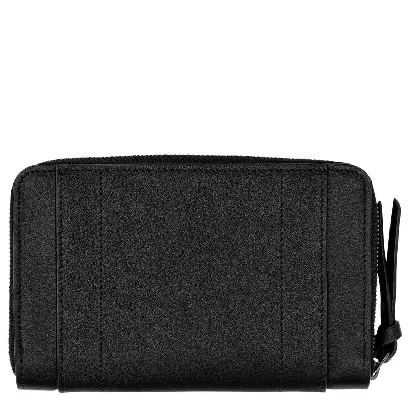 Black - Leather Longchamp 3D Women Wallets | AU7821XY