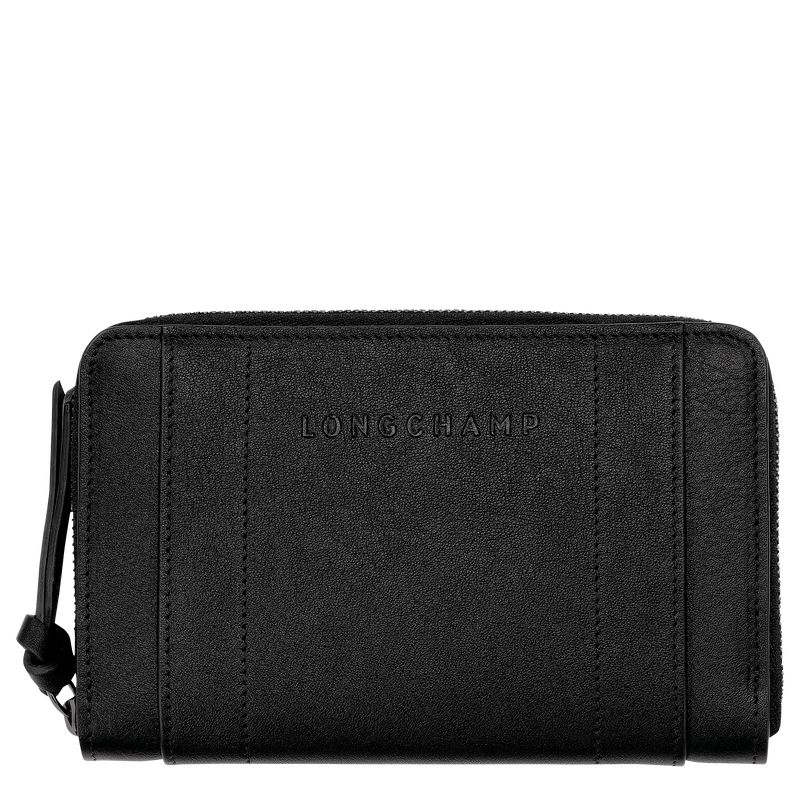 Black - Leather Longchamp 3D Women Wallets | AU7821XY